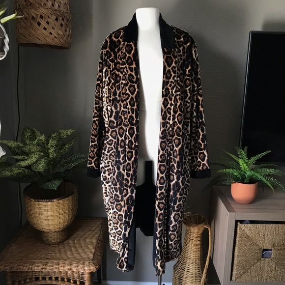 Loyd/Ford Leopard Print Open Front Fur Coat Robe UNISEX - Picture 2 of 9